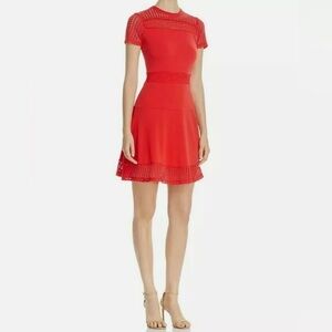 WOMEN'S MICHAEL/ MICHAEL KORS RED MESH PANEL DRESS, SIZE Medium - MSRP $98